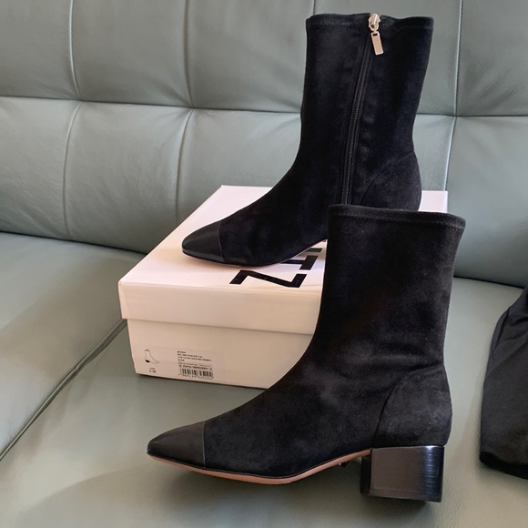 SCHUTZ Black Suede/Leather Stretch Boots - Picture 8 of 16